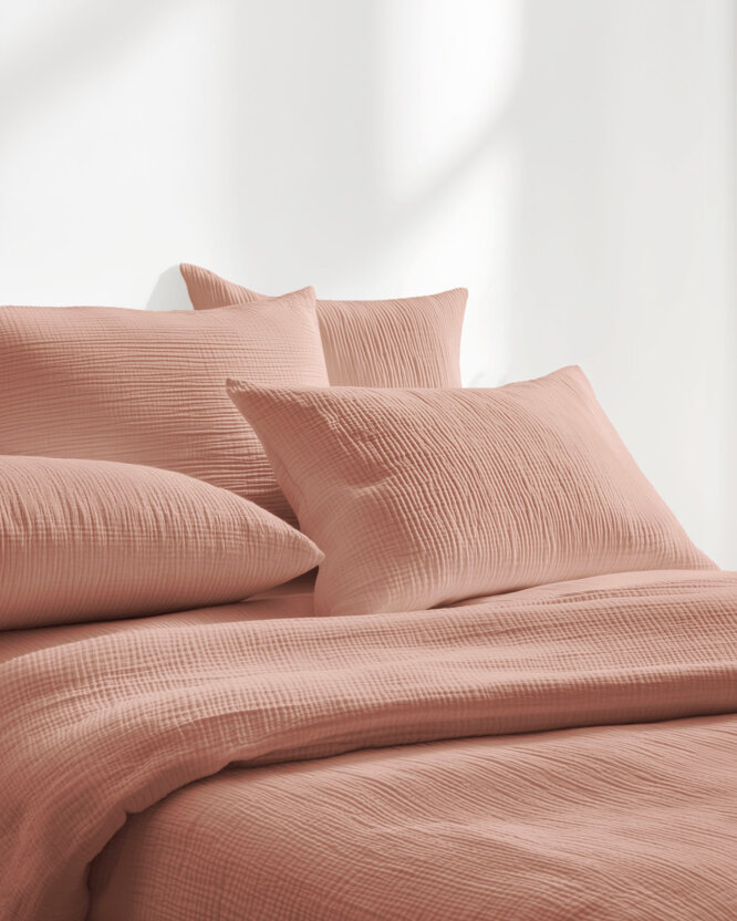 Musselin-Bettwäsche – pfirsich