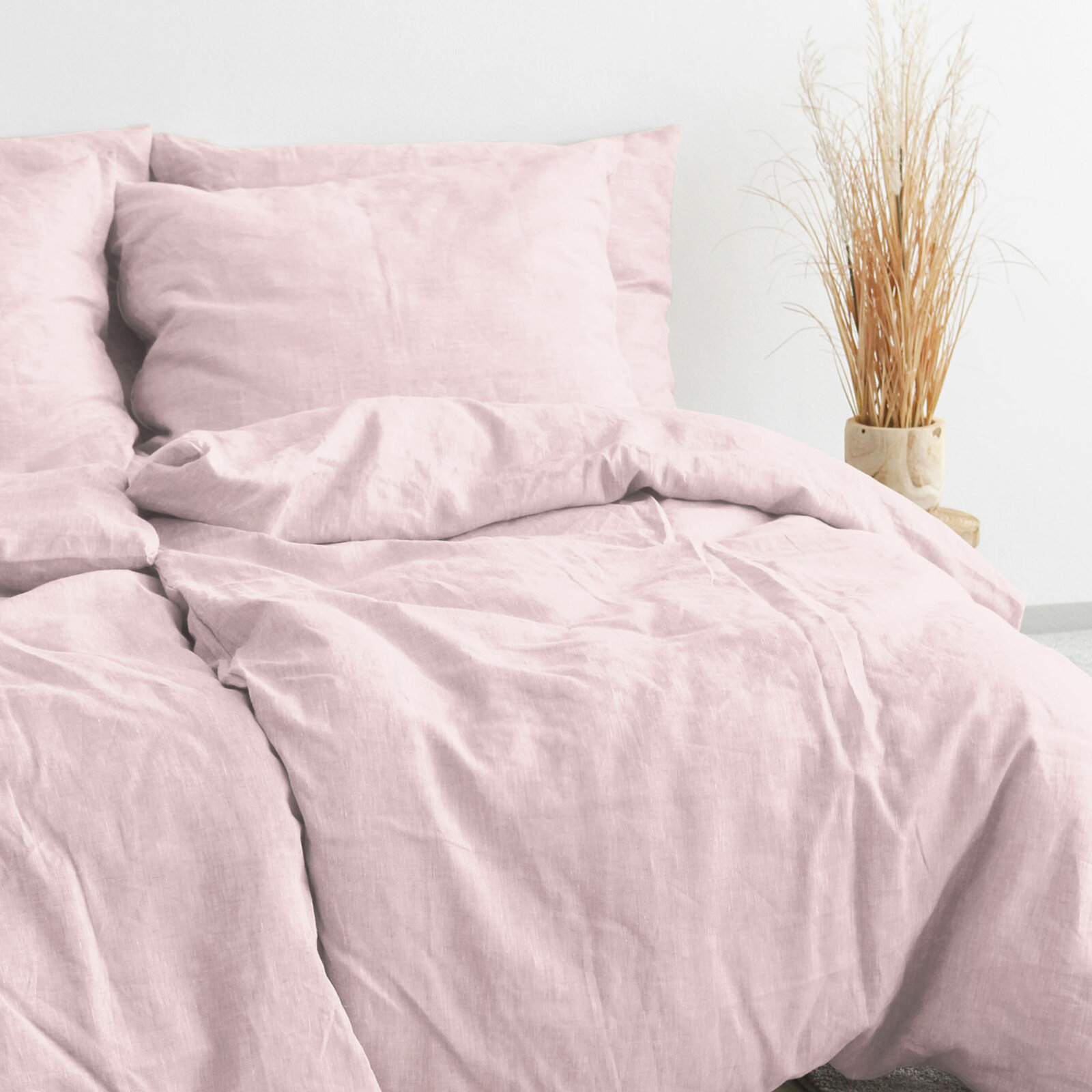 Bettwäsche aus Leinenmischung - puderrosa