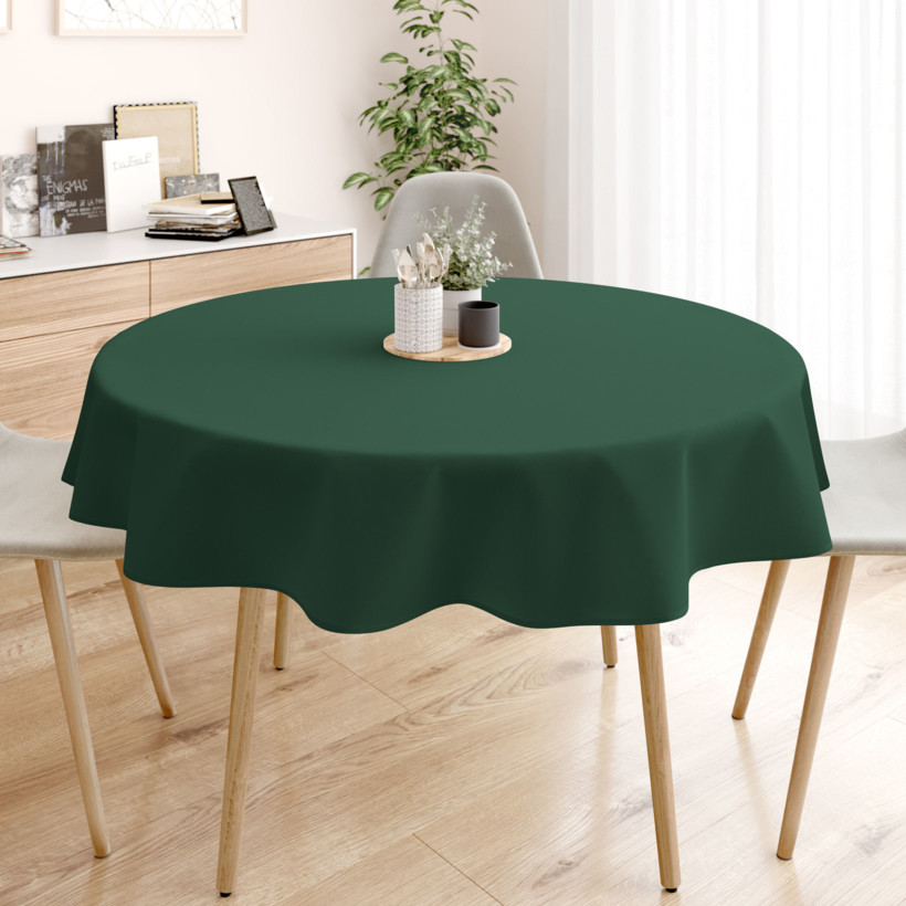 Runde Weihnachts-Tischdecke 100% Baumwolle - dunkelgrün