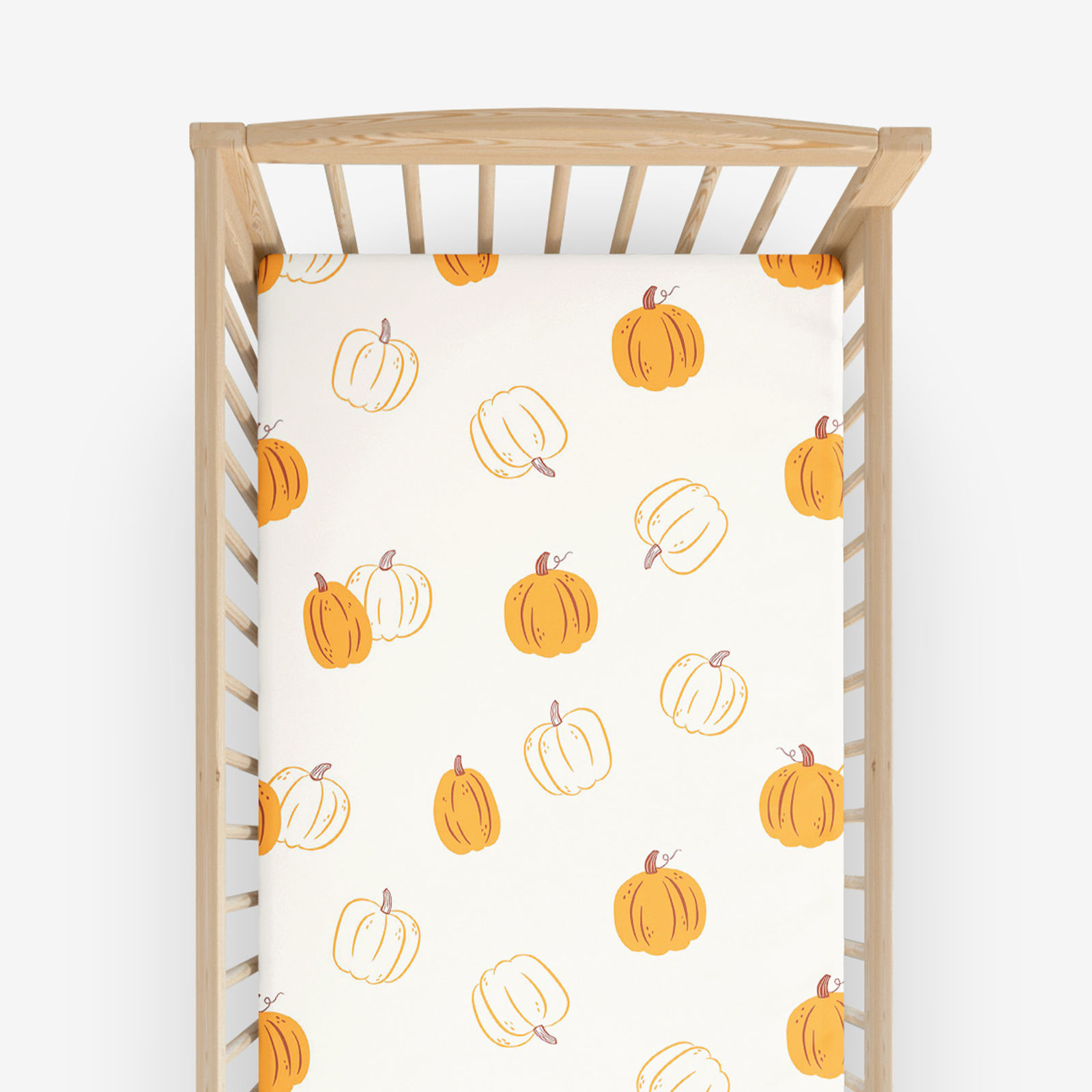 Spannbetttuch aus Baumwolle für Babybetten - Herbstkürbis