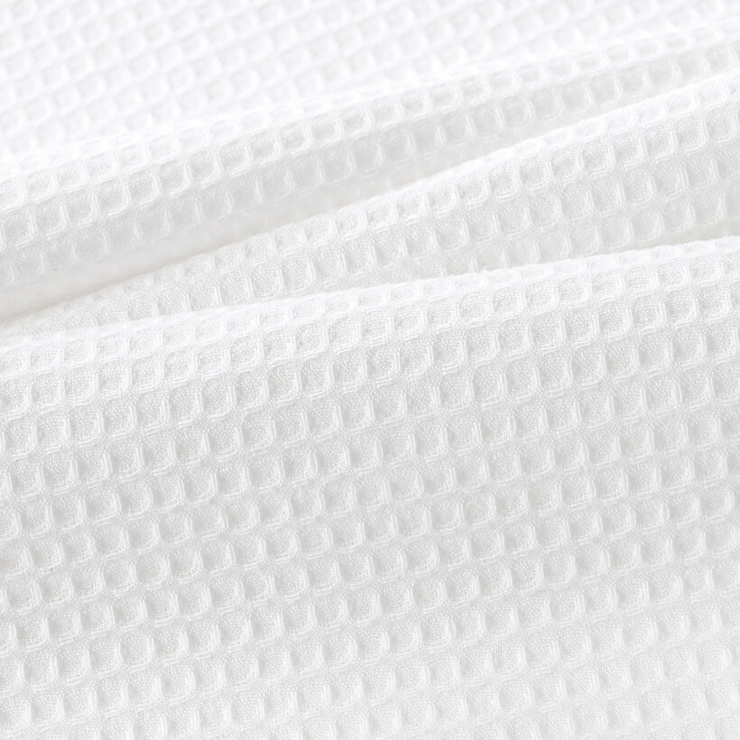 Waffel-Geschirrtuch mit Stickerei - Vergissmeinnicht auf Weiß