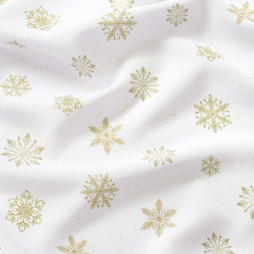 Runde Weihnachts-Tischdecke Teflon - Goldene Schneeflocken