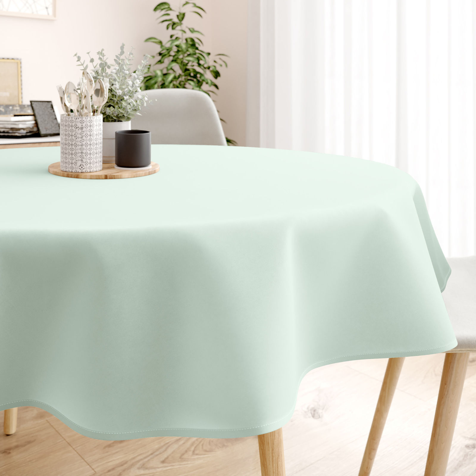 Runde Tischdecke 100% Baumwolle - hellmint