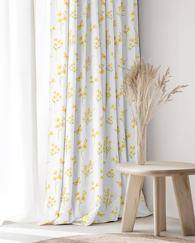 Dekorativer Vorhang – Gelbe Wiese
