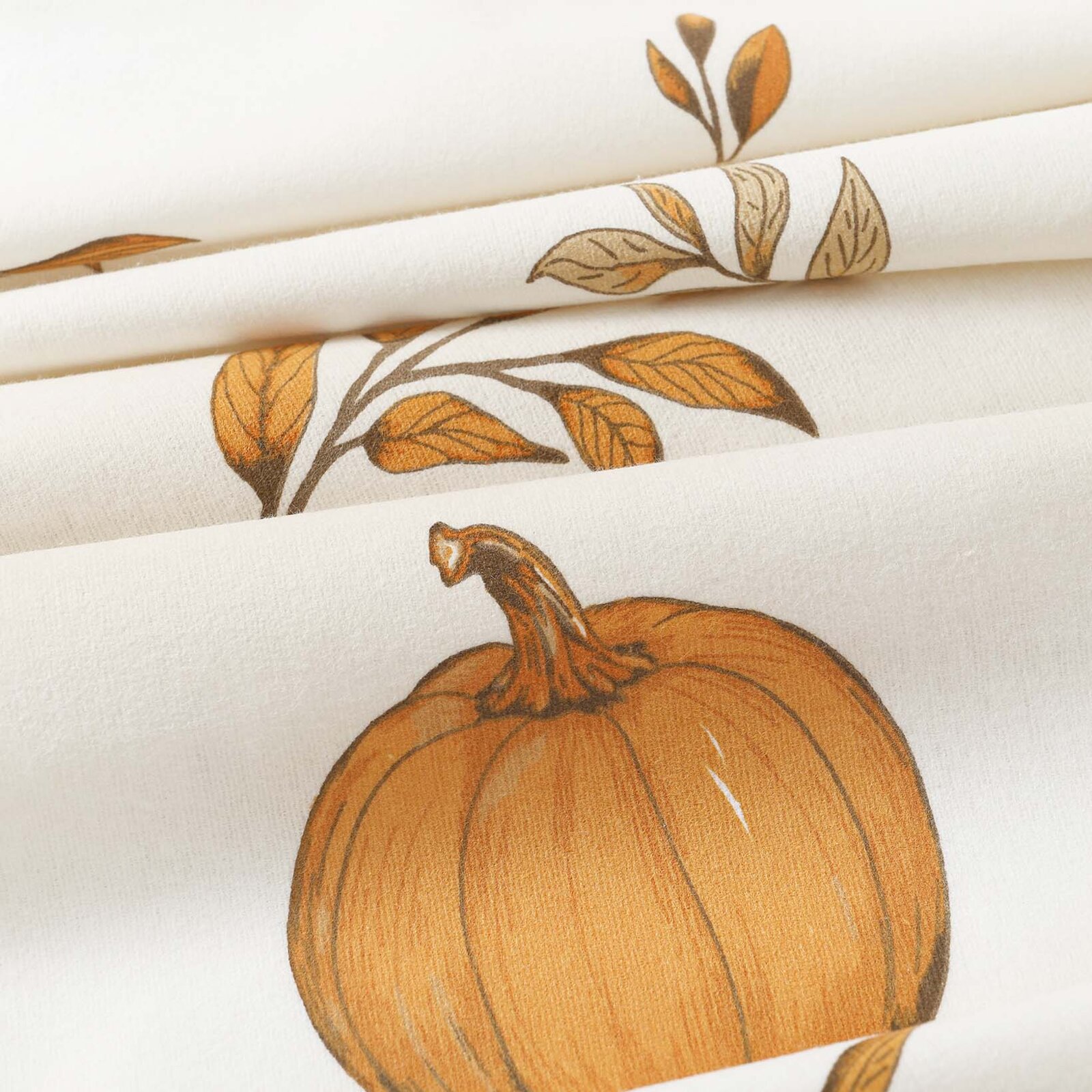 Flanellstoff - Herbstkürbisse und Blätter