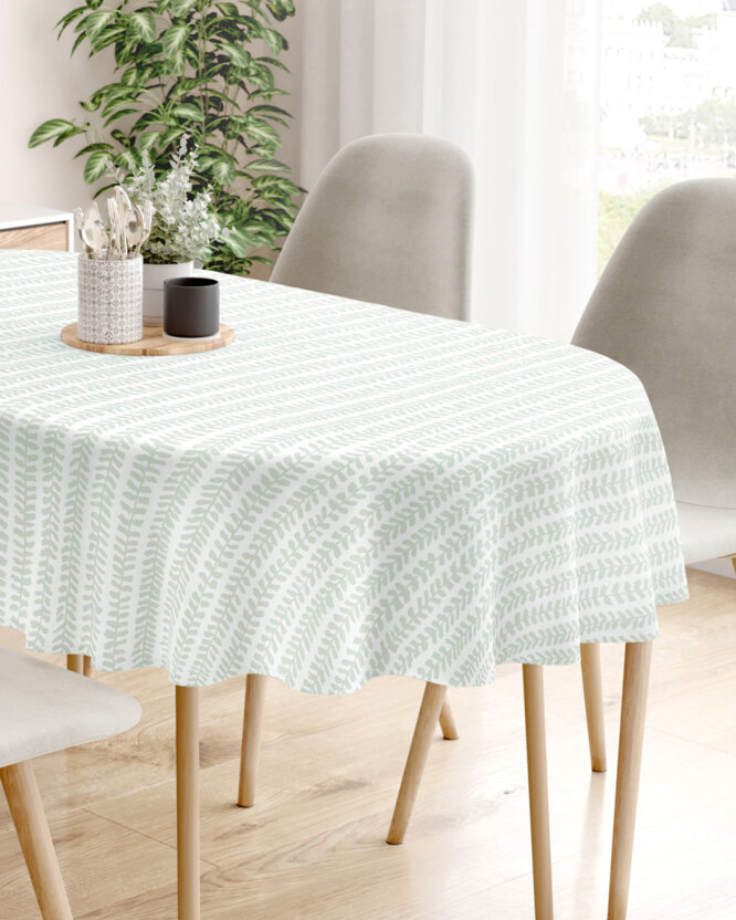 Ovale Tischdecke aus 100% Baumwolle - Skandinavische Blätter