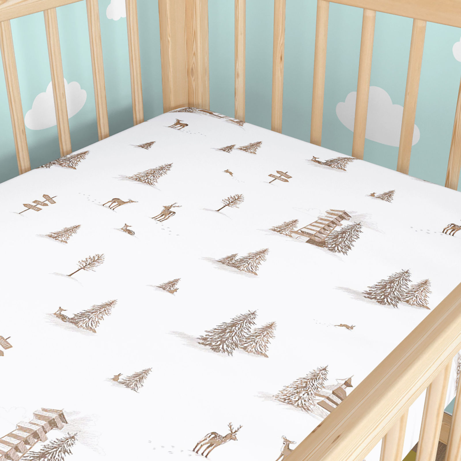 Spannbetttuch aus Baumwolle für Babybetten - Berge