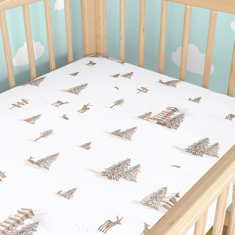 Spannbetttuch aus Baumwolle für Babybetten - Berge