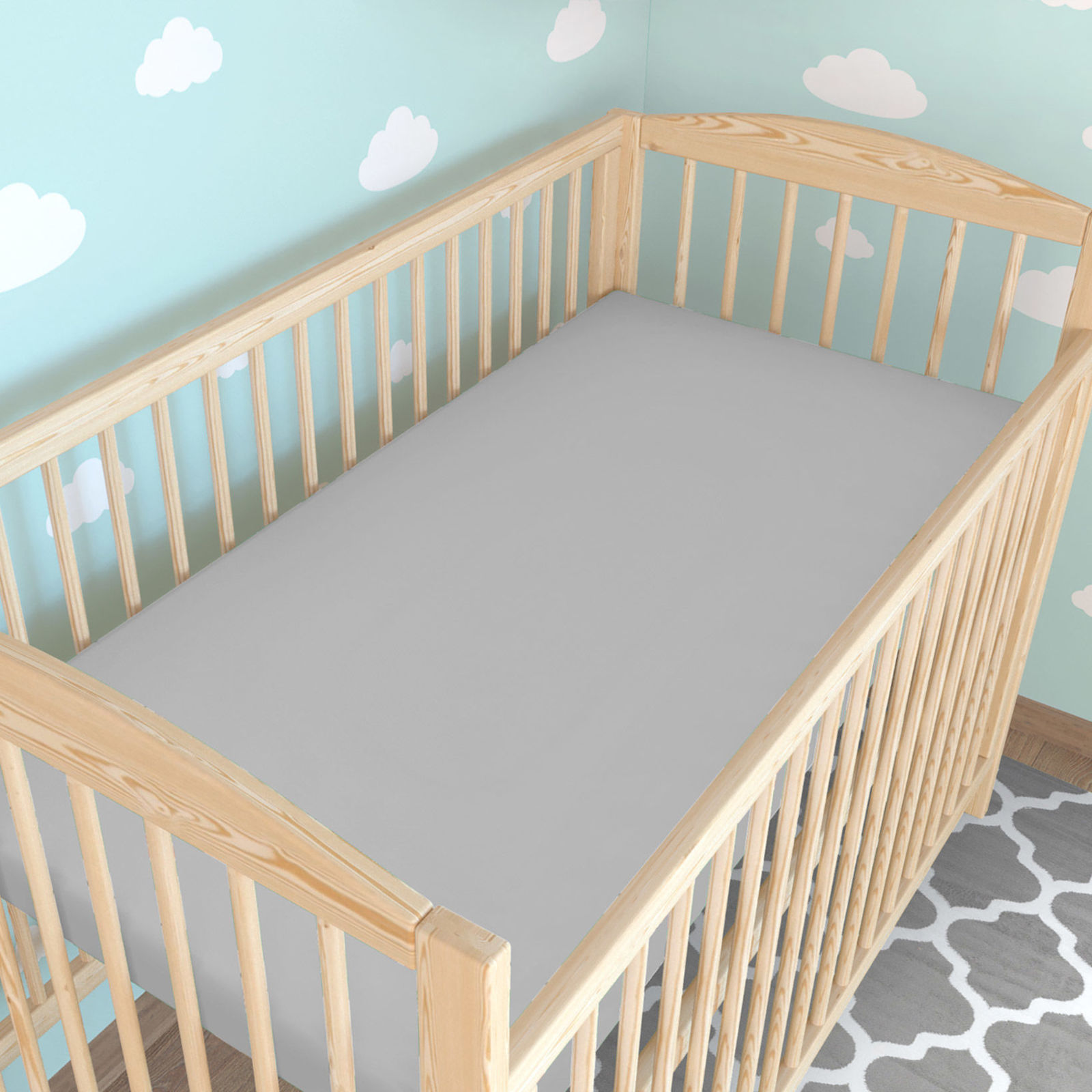 Spannbetttuch aus Baumwolle für Babybetten - grau