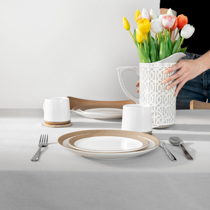 Quadratische Tischdecke aus Leinenmischung - grau