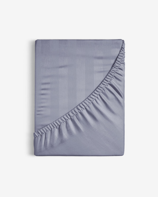 Spannbettlaken aus Damask - dunkelgraue Streifen mit Satin-Glanz