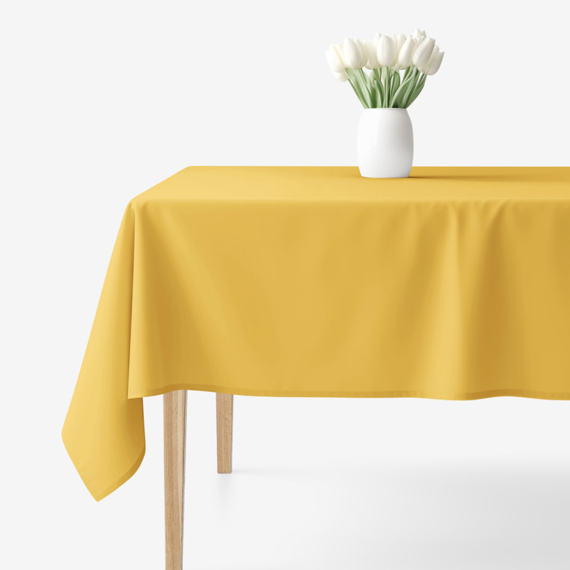 Eckige Tischdecke 100% Baumwolle - honiggelb
