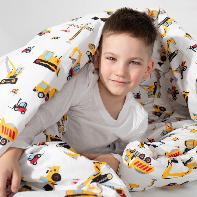 Kinder - Bettwäsche aus Baumwolle - Lastwagen und Bagger