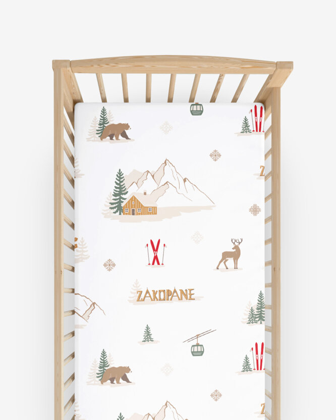 Weihnachtliches Spannbetttuch aus Baumwolle für Babybetten - Zakopane