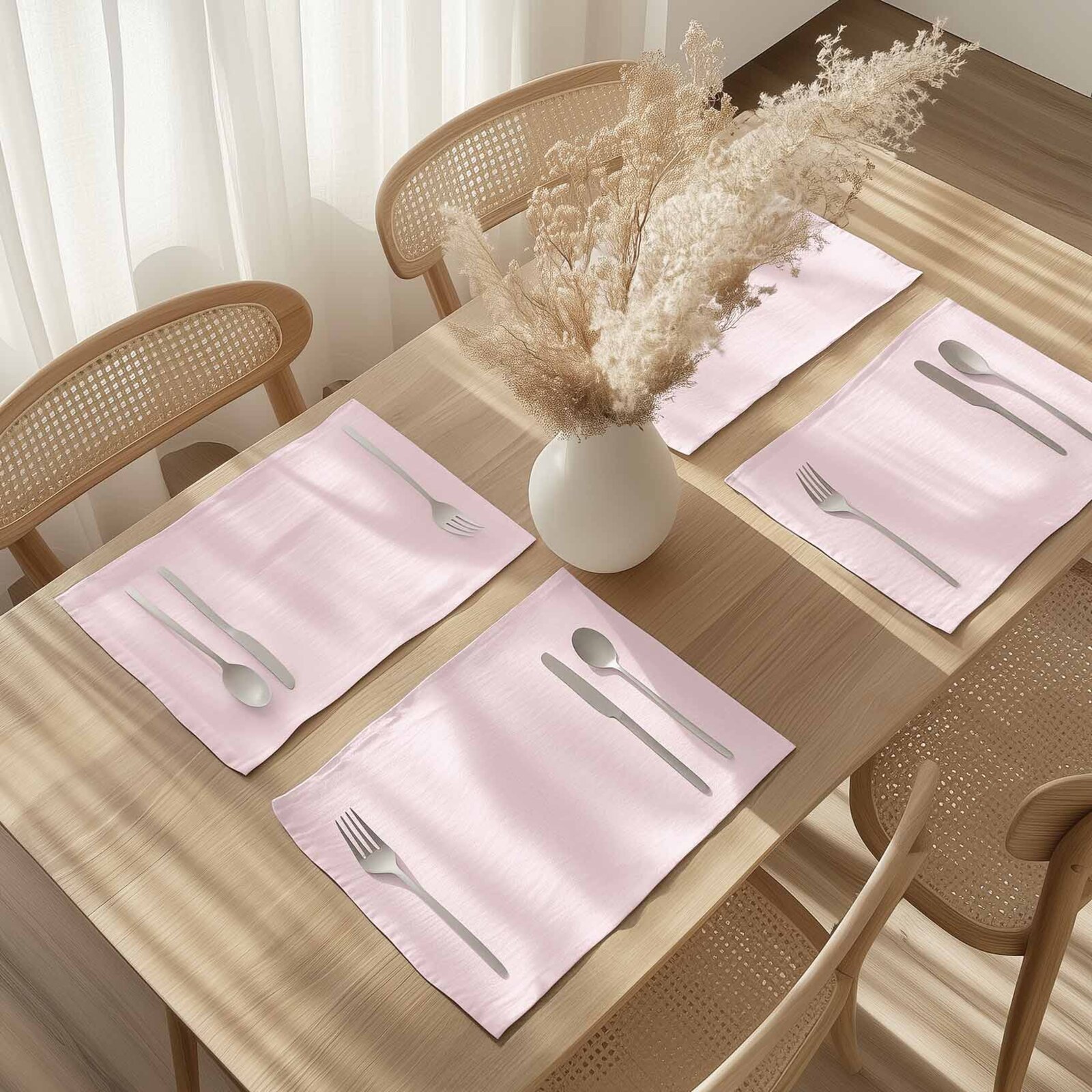 Tischset aus Leinenmischung - puderrosa - 2 Stück Set