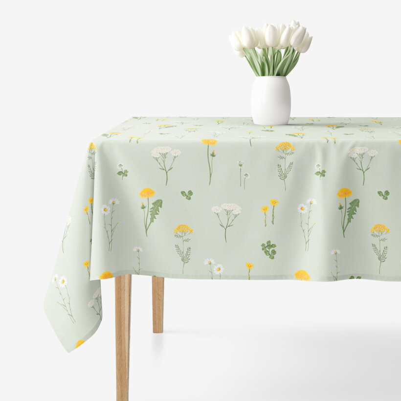 Eckige Tischdecke 100% Baumwolle - Grüne Wiese