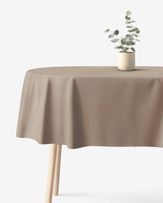 Ovale Tischdecke aus 100% Baumwolle - kaffeebraun