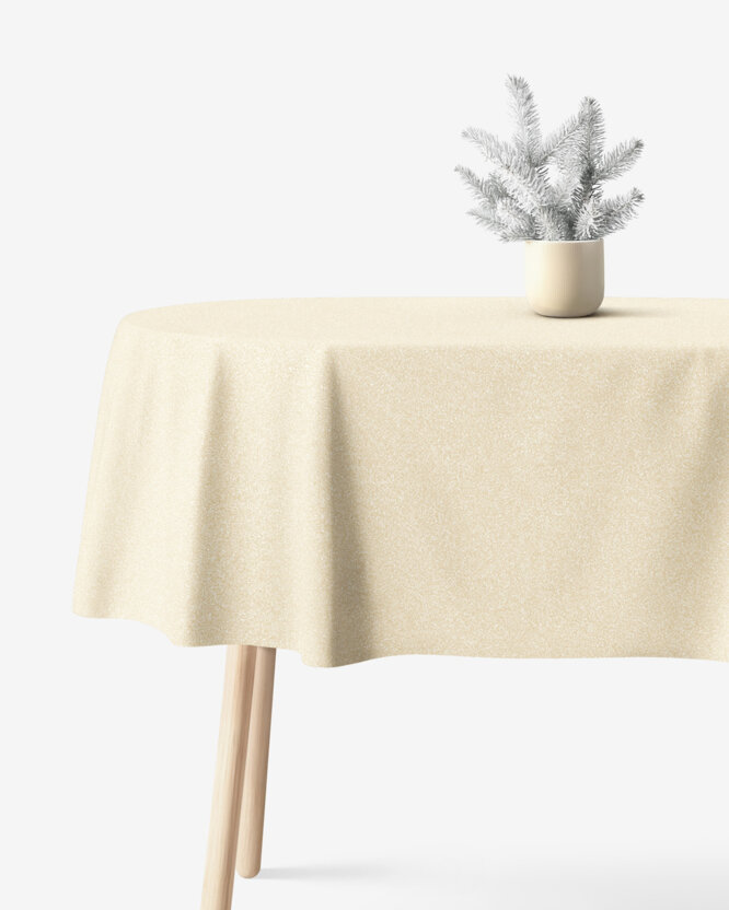 Exklusiver ovaler Weihnachtstischdecke - goldfarbe mit Glitzereffekt