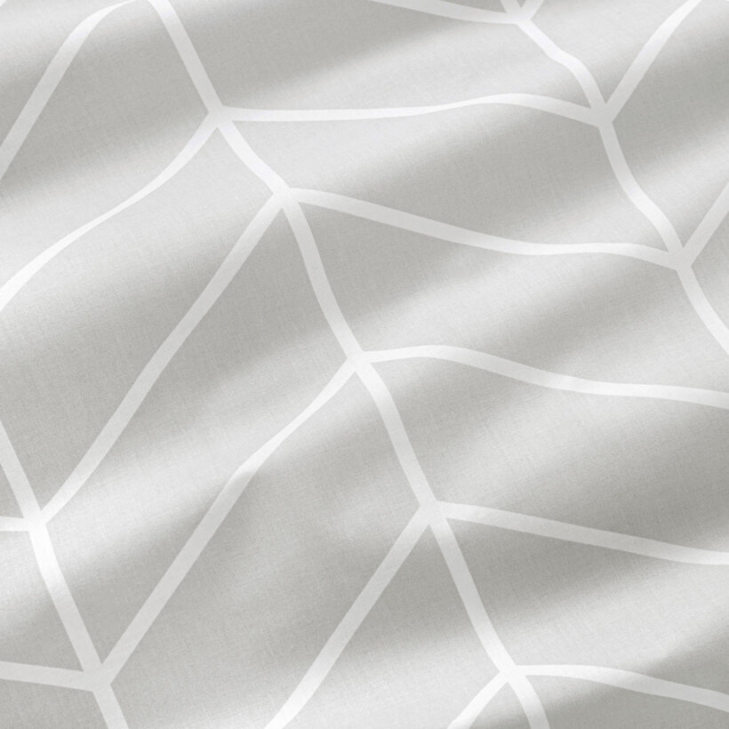 Baumwollstoff - Weißer Zickzack auf Grau