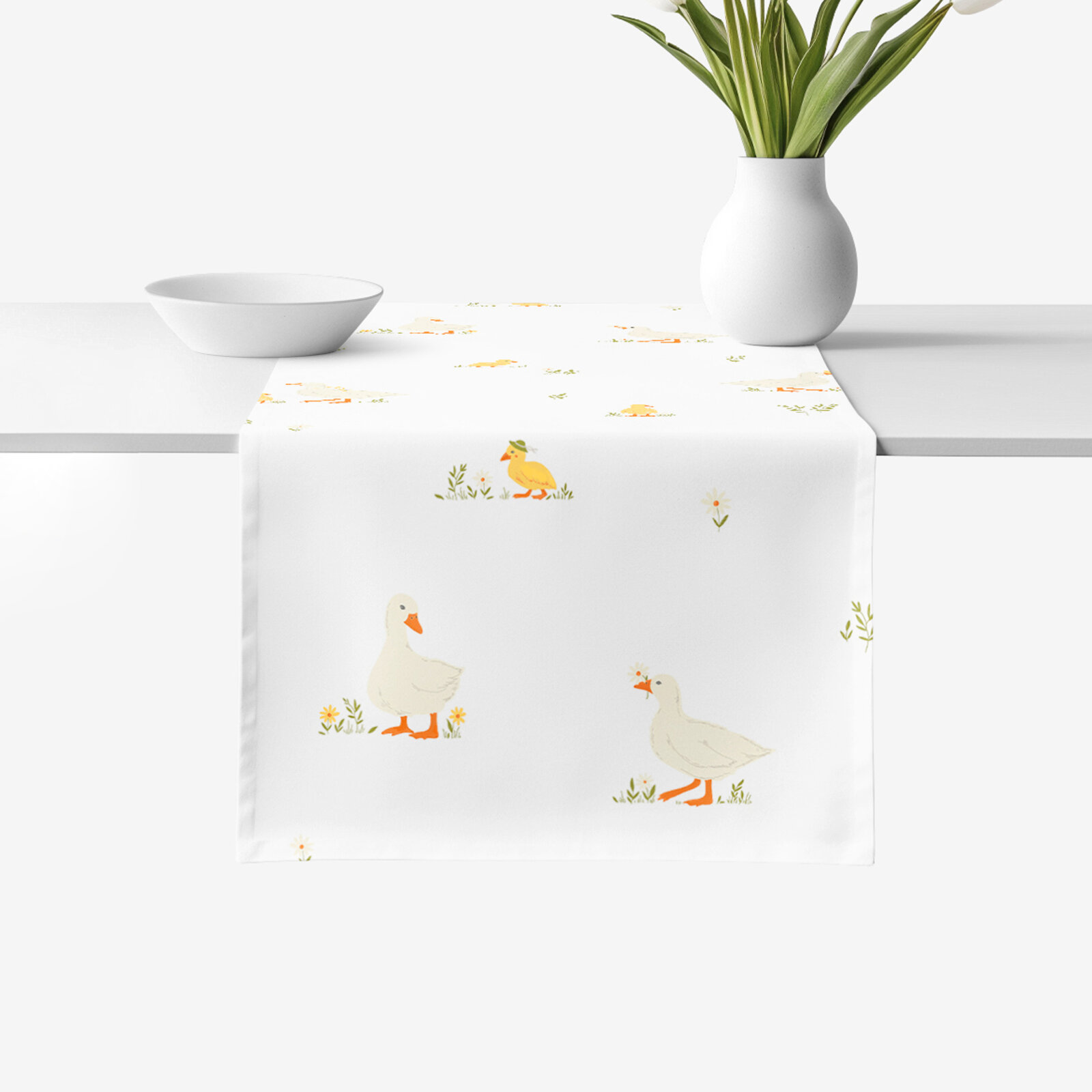 Ostern Tischläufer aus 100% Baumwolle - Enten