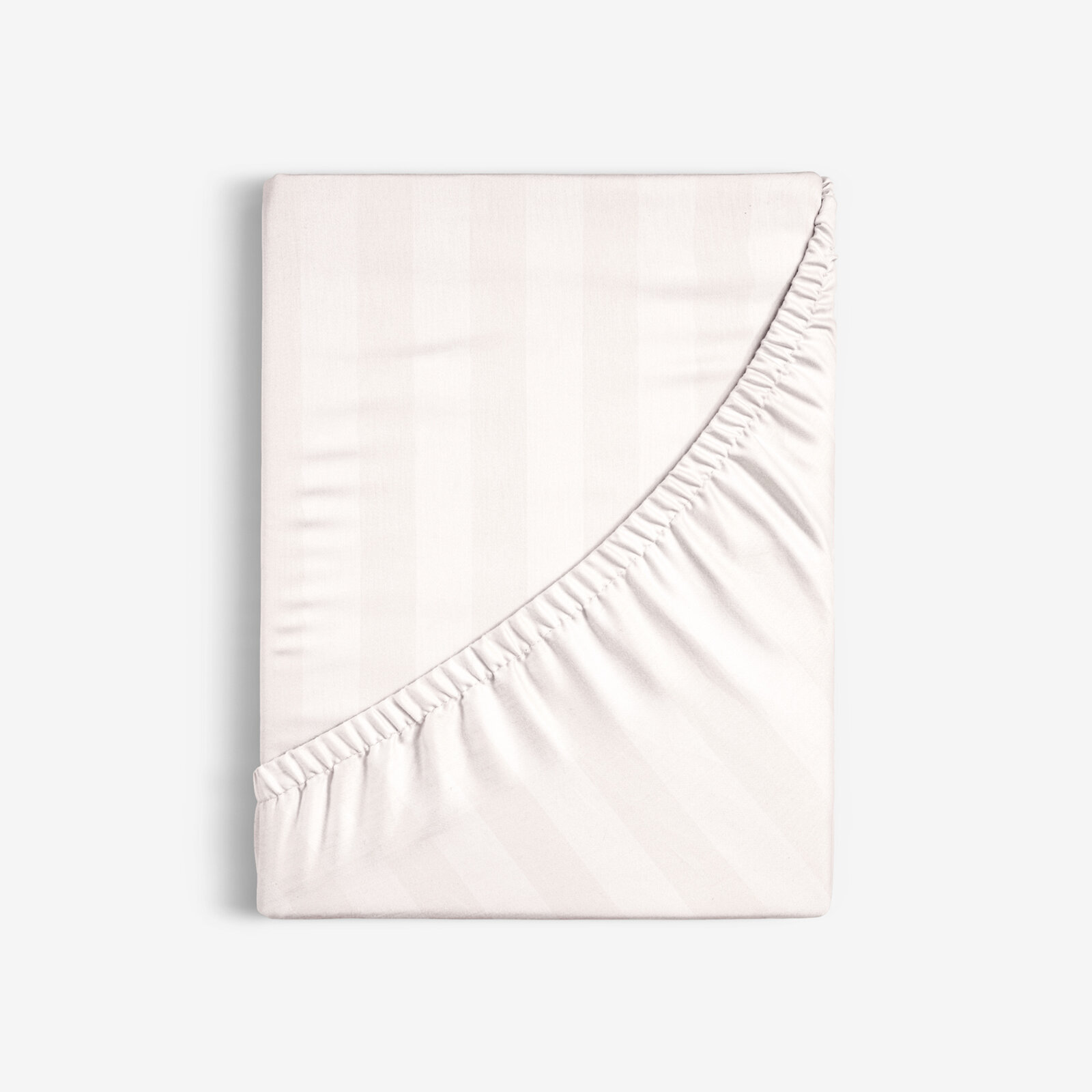 Spannbettlaken aus Damask - creme Streifen mit Satin-Glanz