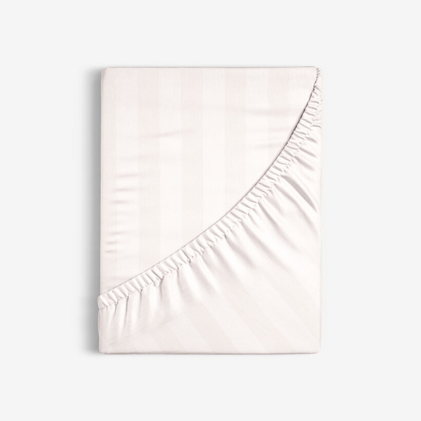 Spannbettlaken aus Damask - creme Streifen mit Satin-Glanz