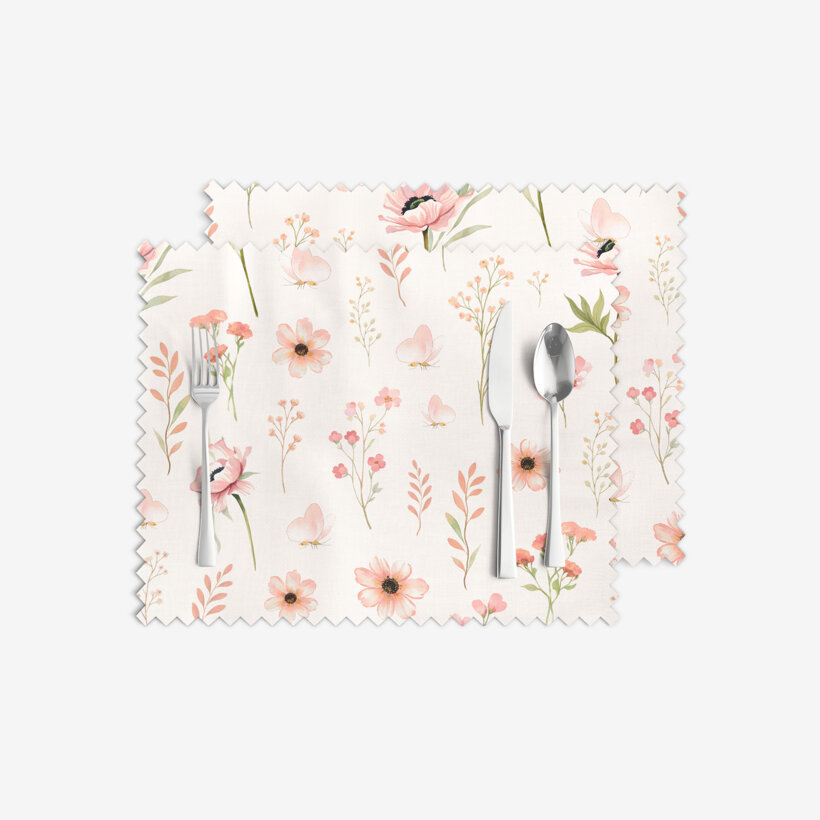 Teflon-Tischset - Rosa Blümchen - 2 Stück