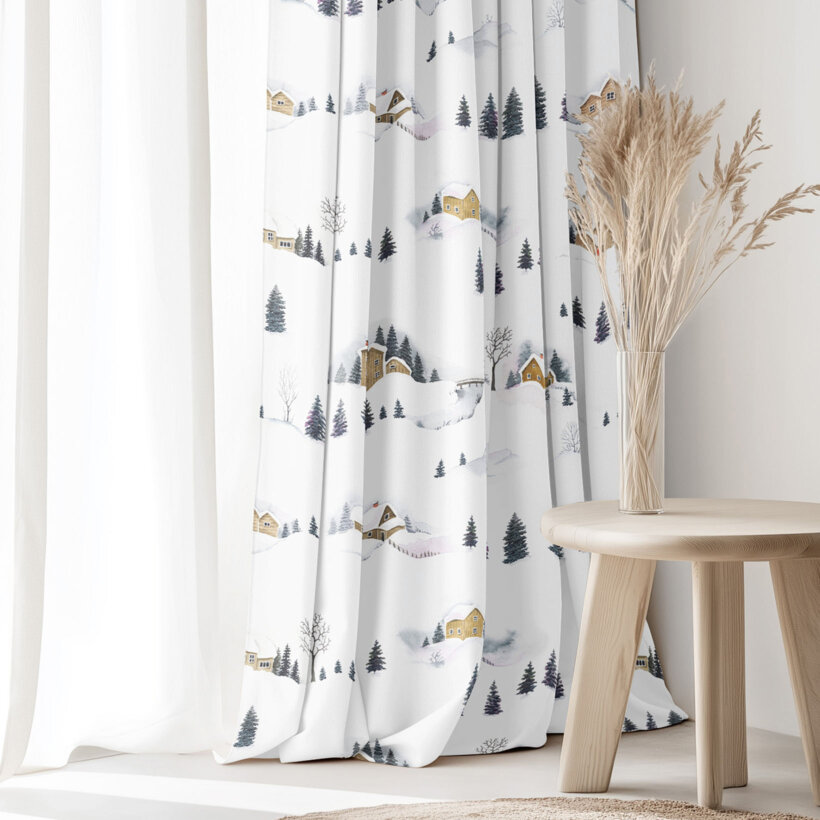 Weihnachtlicher Dekorativer Vorhang – Winterlandschaft