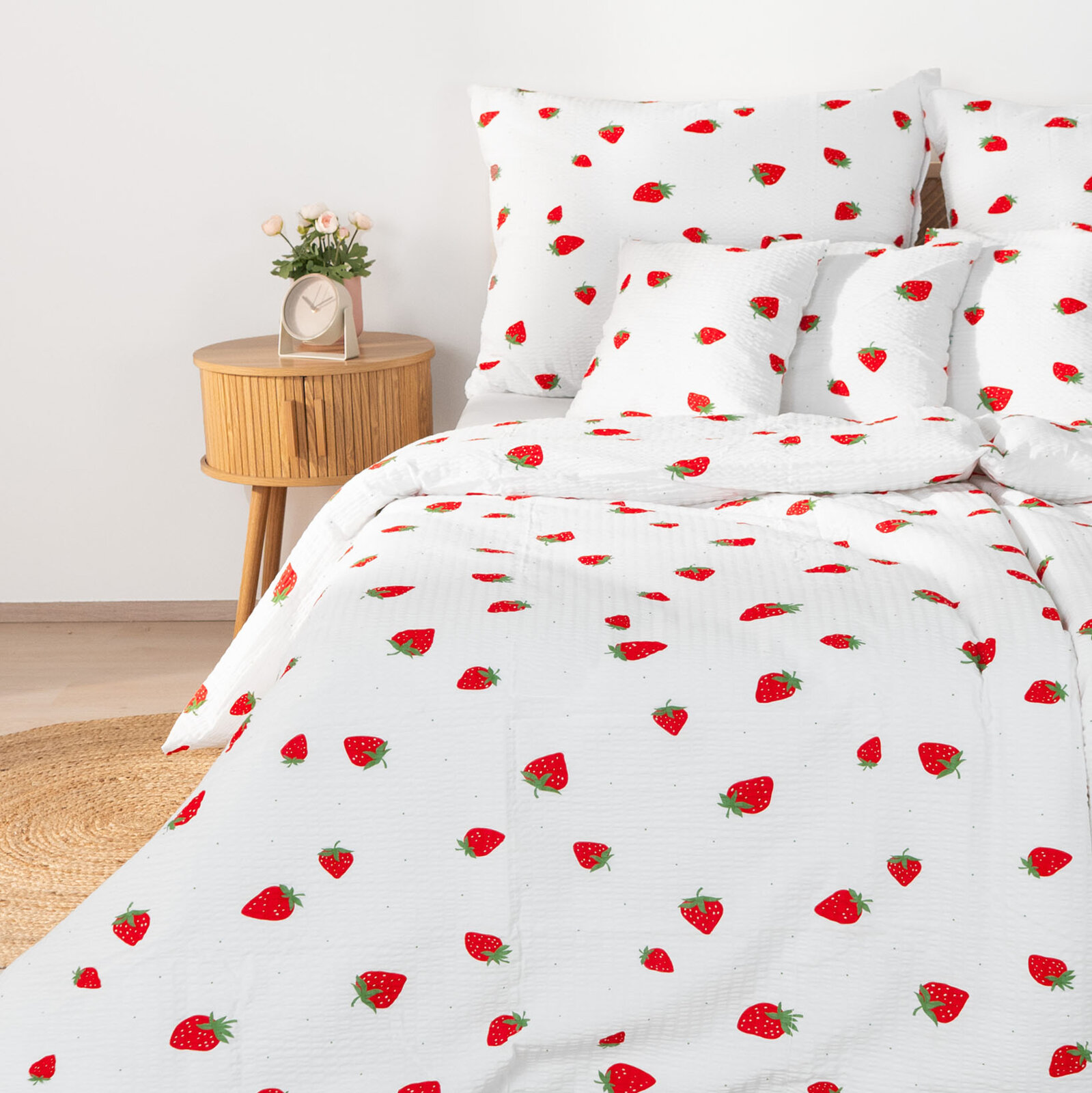 Seersucker Bettwäsche - Erdbeeren