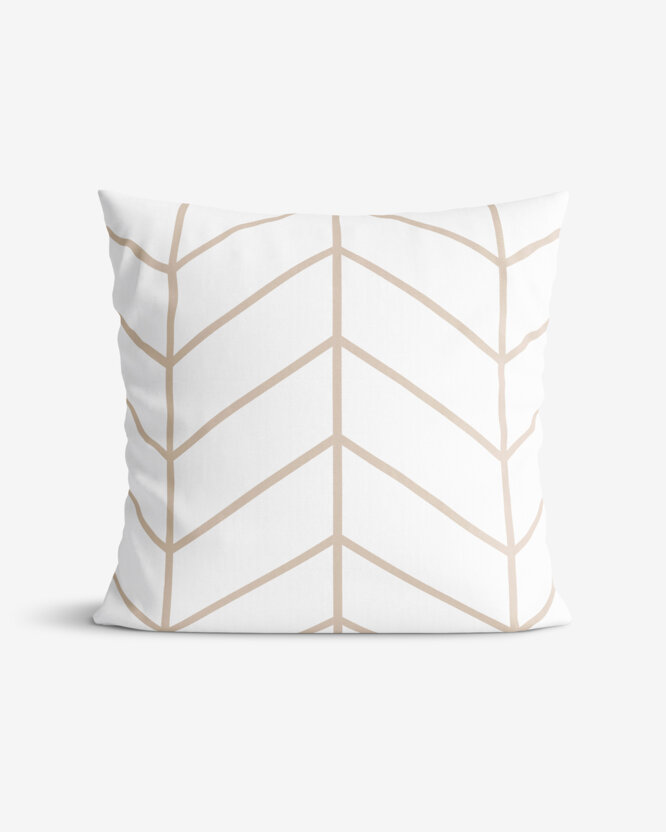 Kissenbezug aus Baumwolle - Beiger Zickzack auf Weiß
