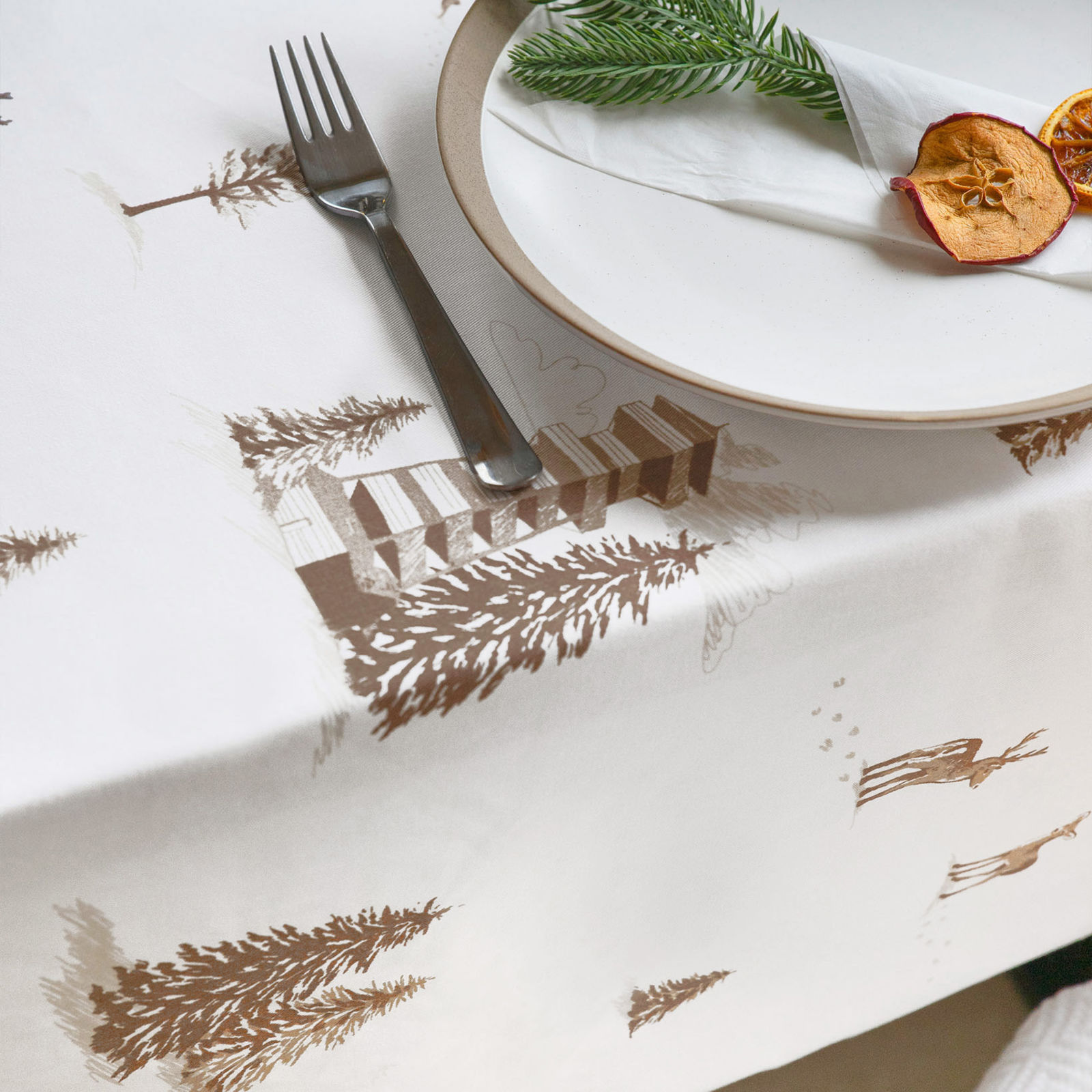 Eckige Tischdecke 100% Baumwollköper - Berge