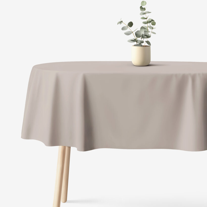 Ovale Tischdecke aus 100% Baumwolle - graubraun