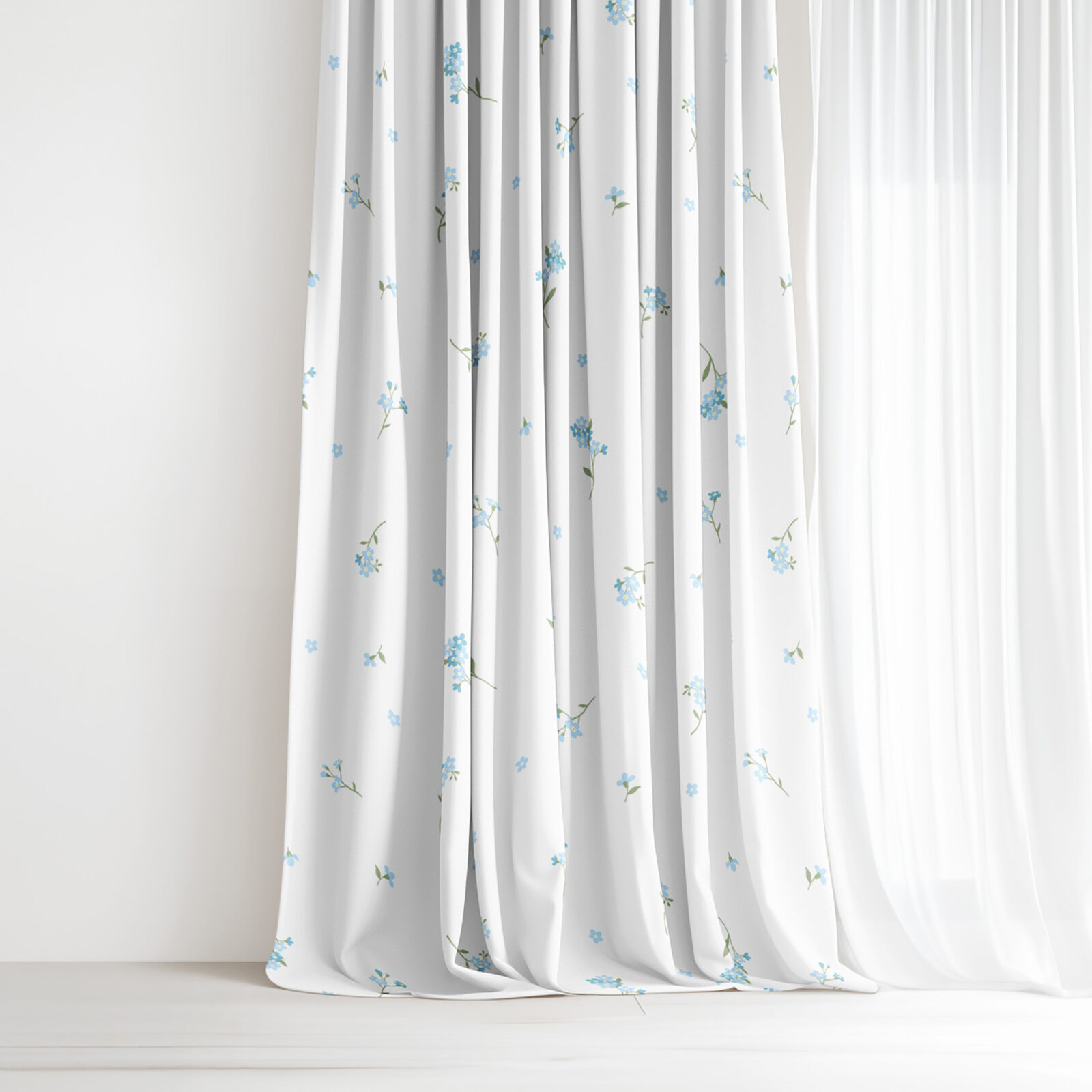 Vorhang aus Baumwolle - Vergissmeinnicht