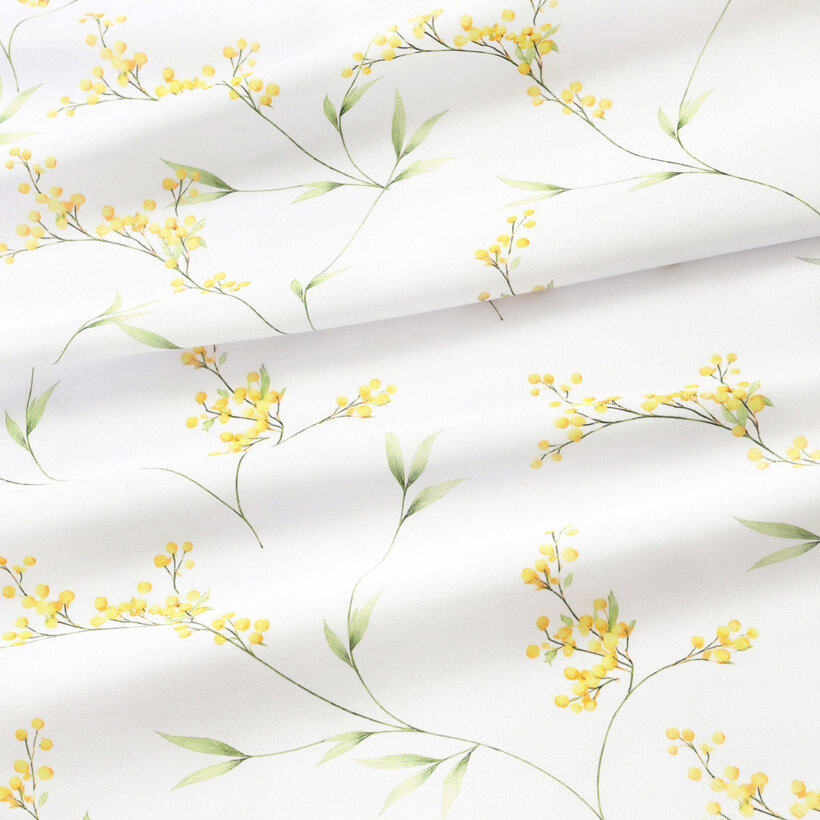 Teflonstoff für Tischdecken - Mimosenblüten