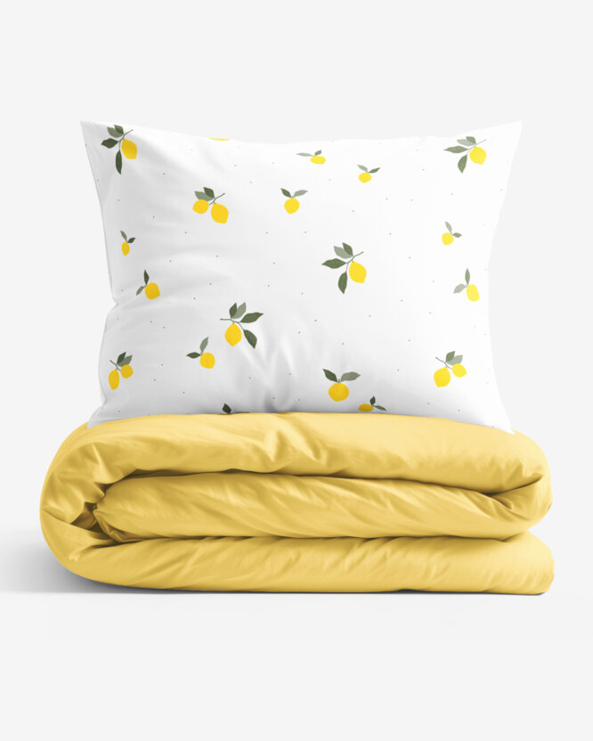 Bettwäsche aus Baumwolle Duo - Zitronen mit gelb