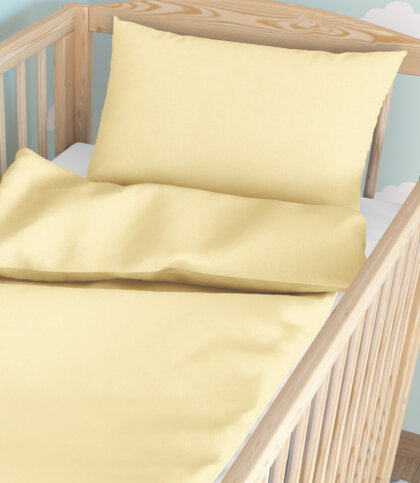 Bettwäsche für Babybetten aus Baumwolle - Bananenfarbe