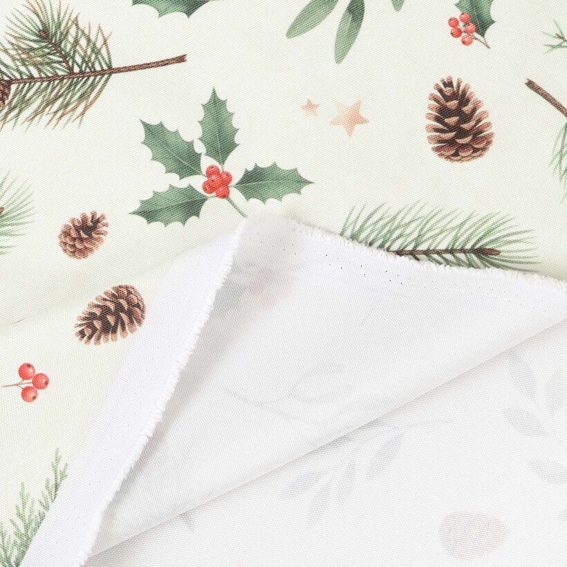 Weihnachtlicher Teflonstoff für Tischdecken – Winterzweige