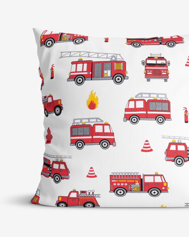 Kinder-Kissenbezug aus Baumwolle - Feuerwehrfahrzeuge