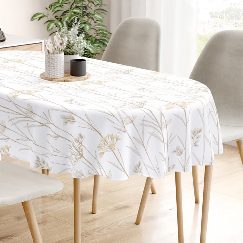 Ovale Tischdecke 100% Baumwolle - Dekorpflanzen