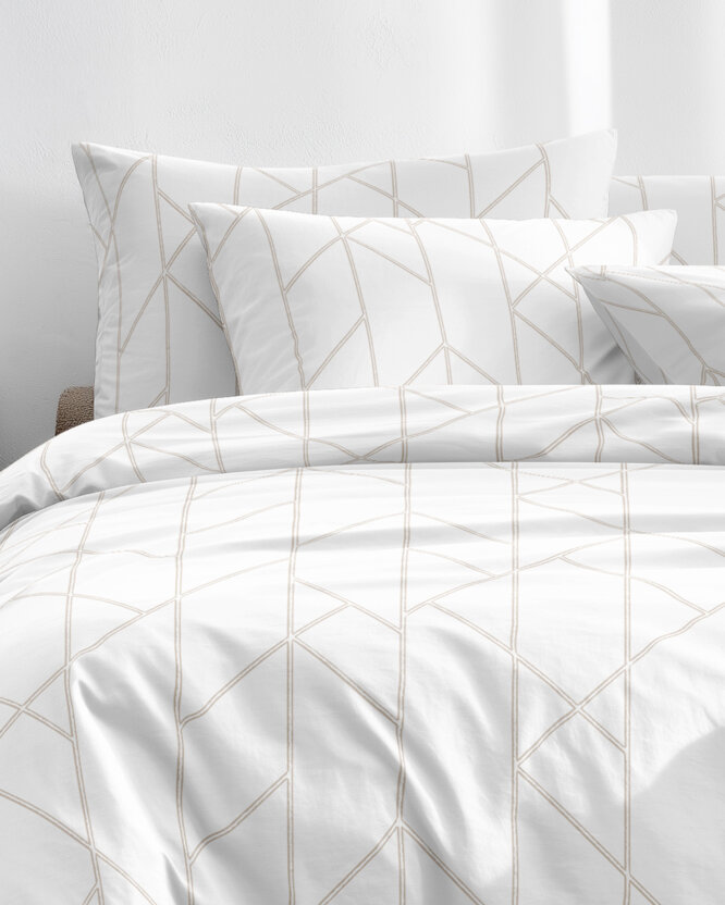 Bettwäsche aus Baumwolle - Geometrische Linien auf Weiß
