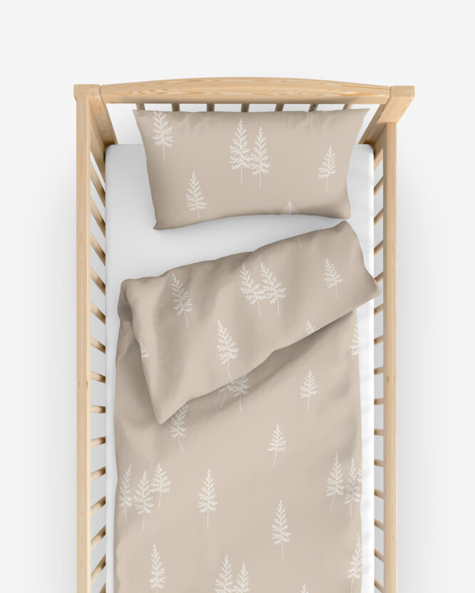 Weihnachtliche Bettwäsche für Babybetten aus Baumwolle - Nordische Tannenbäume