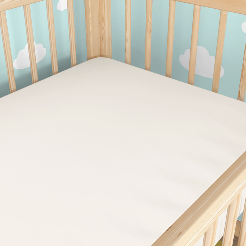 Spannbetttuch aus Baumwolle für Babybetten - elfenbein