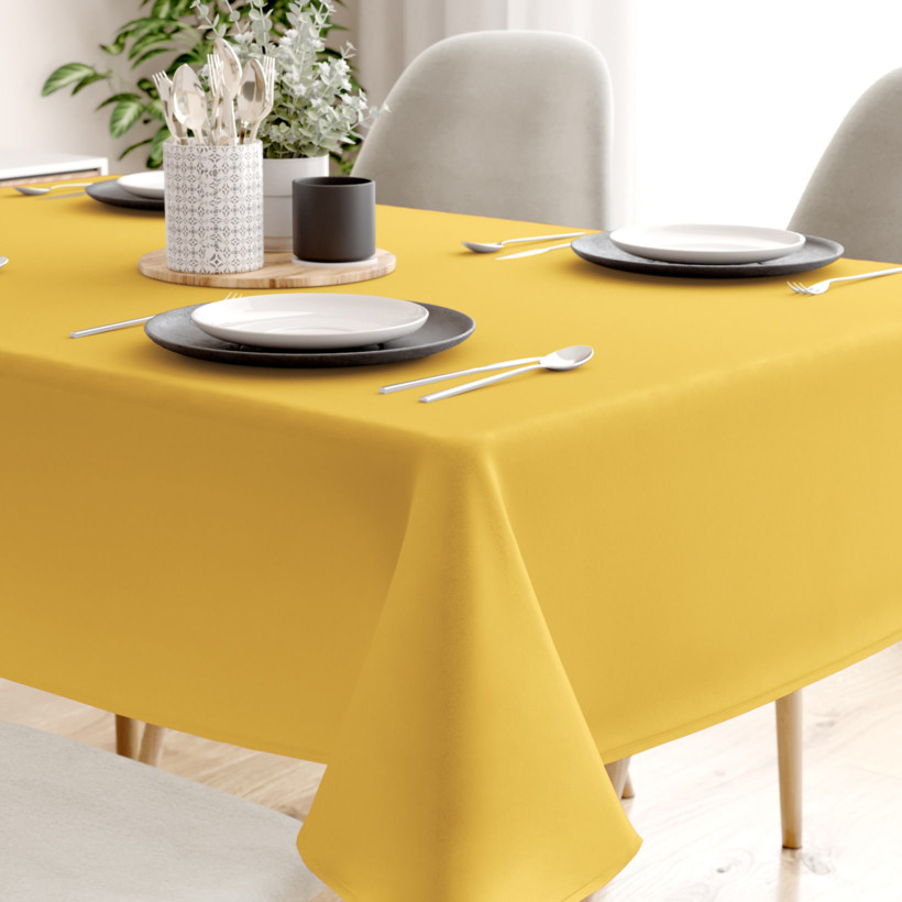 Eckige Tischdecke 100% Baumwolle - honiggelb