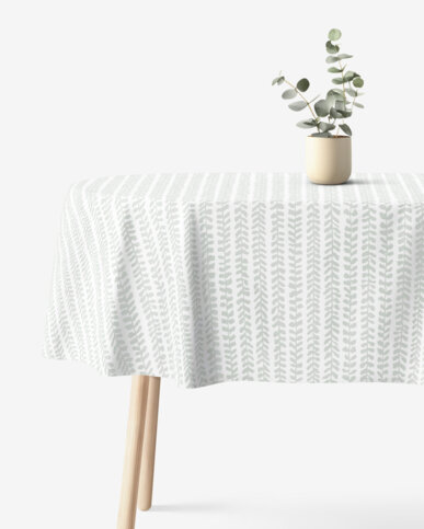 Ovale Tischdecke aus 100% Baumwolle - Skandinavische Blätter