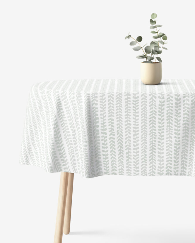 Ovale Tischdecke aus 100% Baumwolle - Skandinavische Blätter