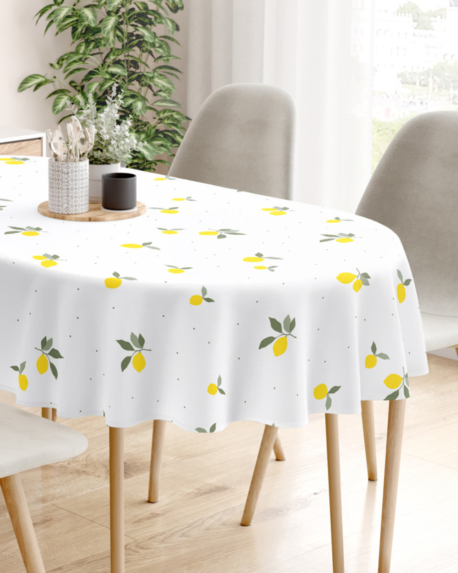 Ovale Tischdecke aus 100% Baumwolle - Zitronen