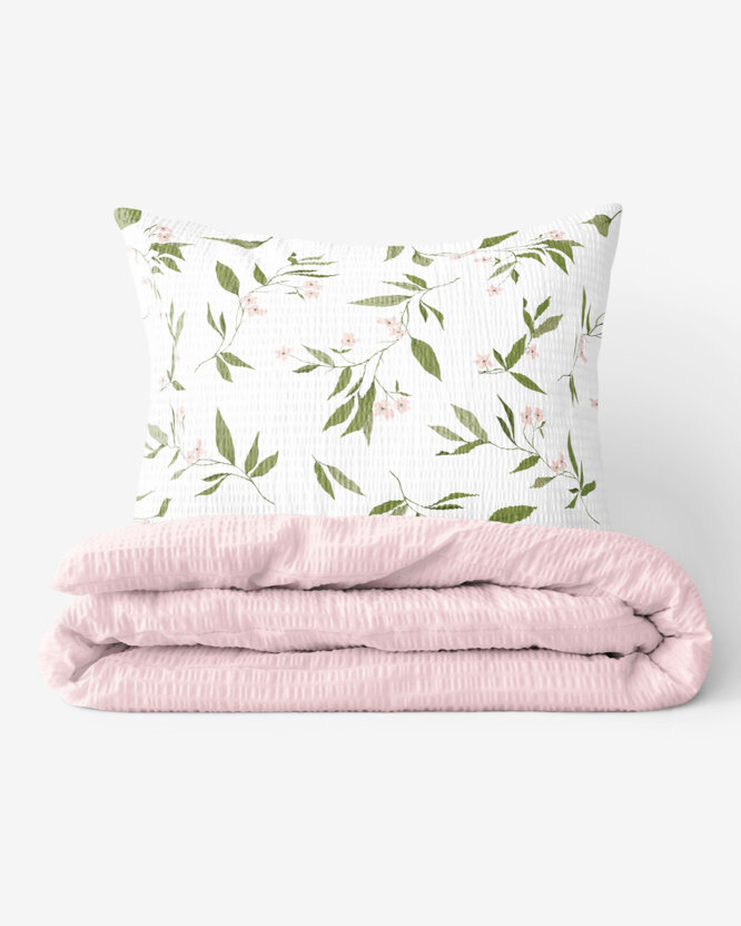 Seersucker Bettwäsche Duo - Duft nach Jasmin mit puderrosa