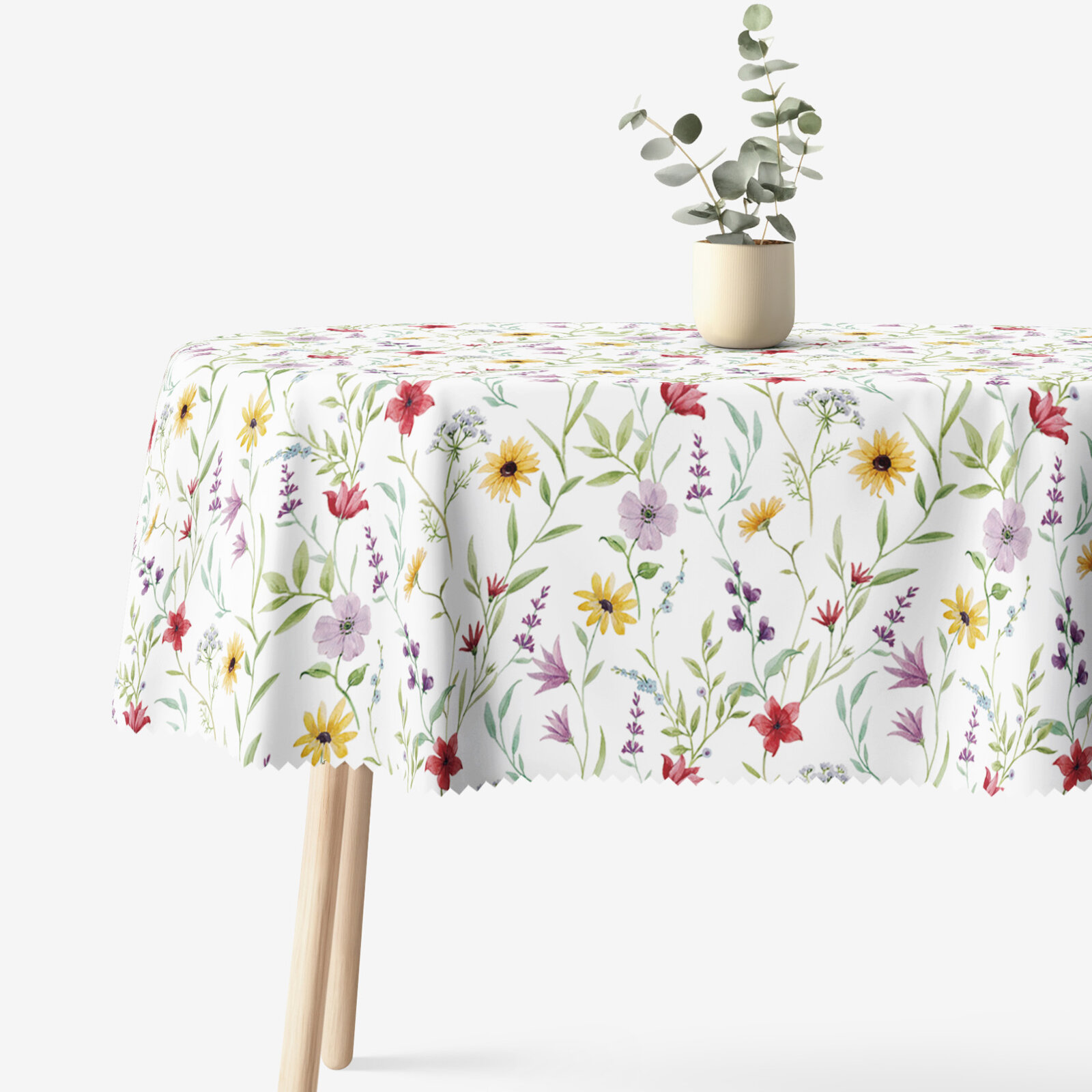Ovale Tischdecke Teflon - bunte Frühlingsblumen