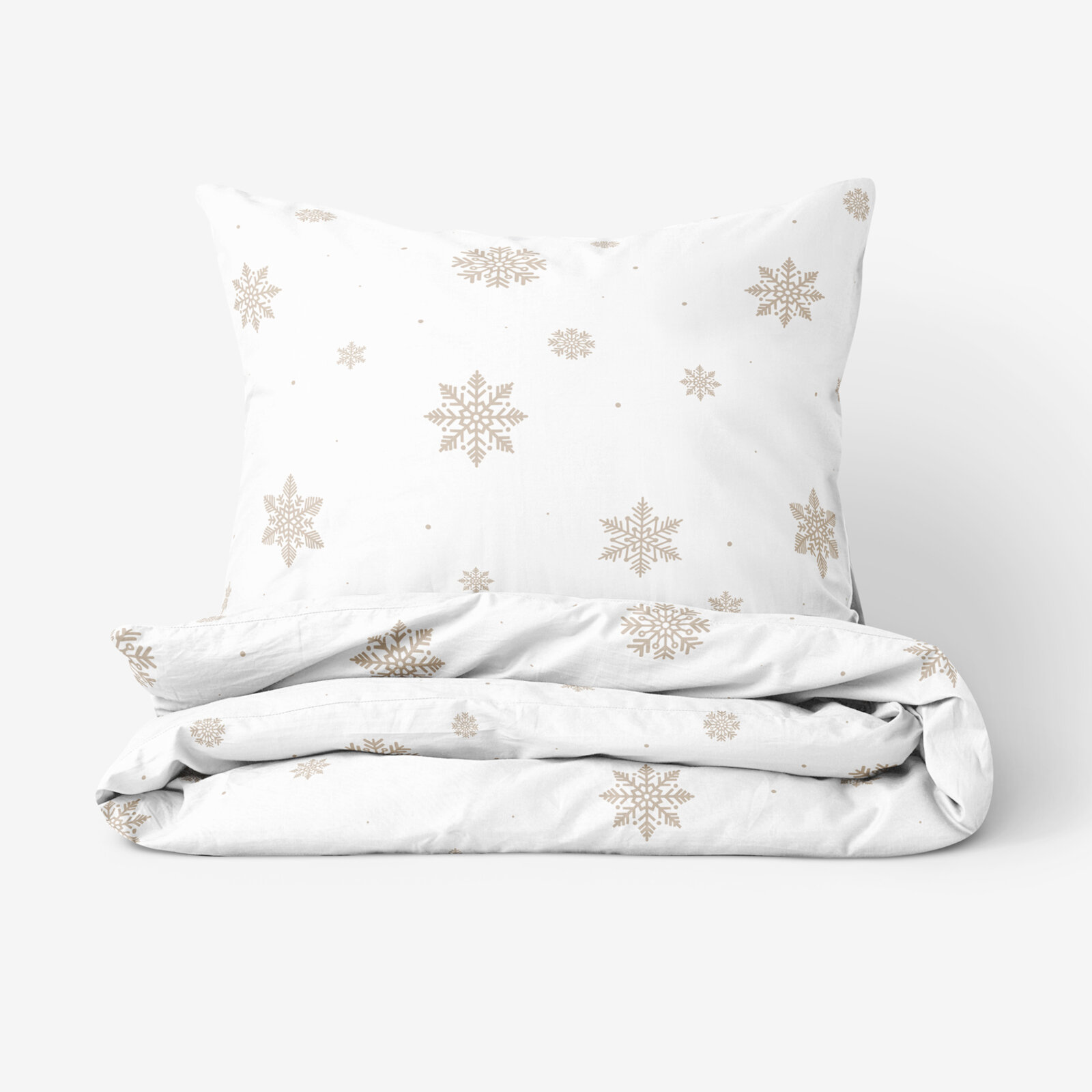 Weihnachtlich Bettwäsche aus Baumwolle - Schneeflocken auf Weiß