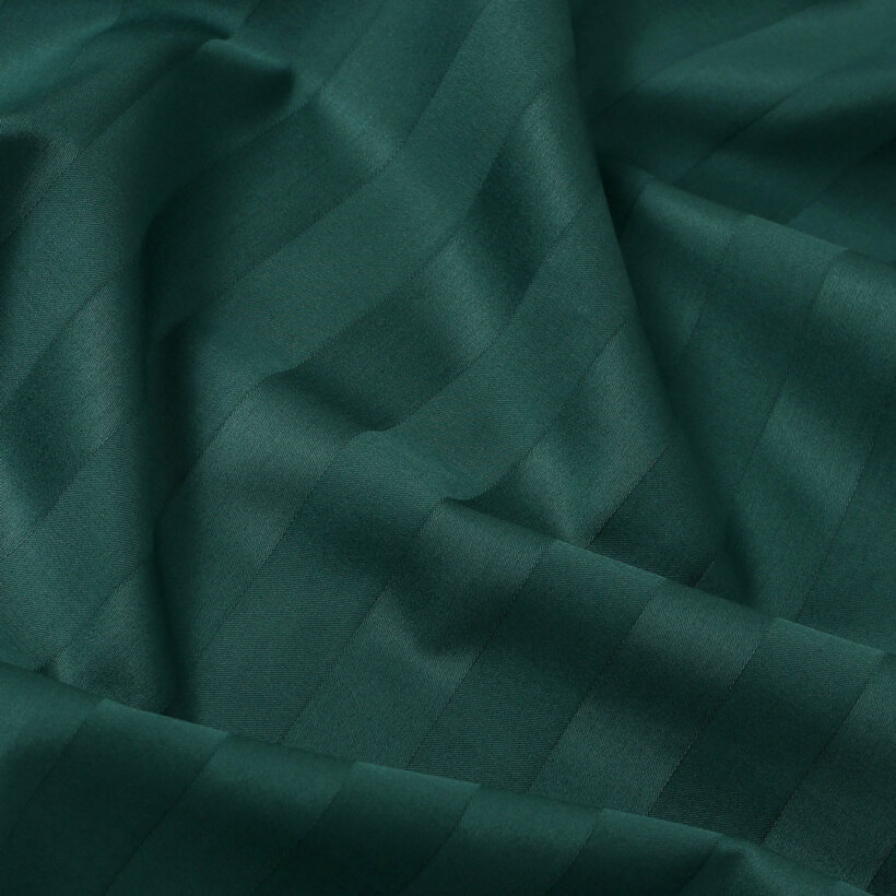 Festliche eckige Damast-Tischdecke - dunkelgrüne Streifen mit Satin-Glanz